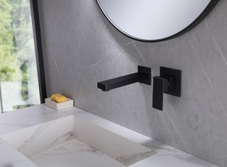 Встраиваемый смеситель для раковины ABBER Daheim чёрный матовый AF8212B